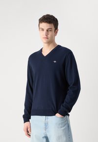 GANT V NECK - Strikkegenser - evening blue