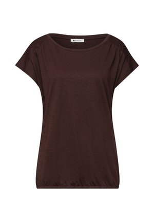 Street One, SHIRT MIT RUNDHALS UND RAFFUNG - Camiseta estampada - espresso brown