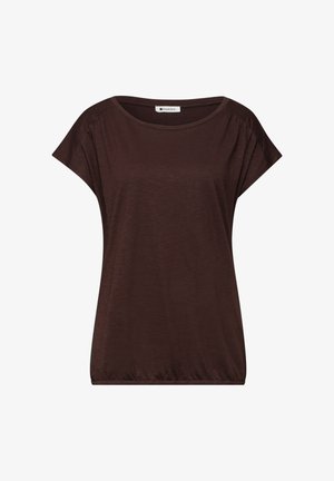 Street One, SHIRT MIT RUNDHALS UND RAFFUNG - Triko s potiskem - espresso brown