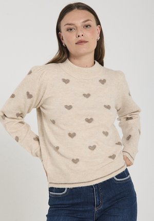 FAITH - Stickad tröja - moonbeam mel w desert taupe