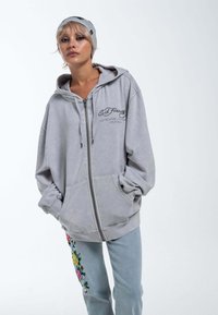 Ed Hardy MONO ACID FLAMING SKULL  - Zip-up sweatshirt - grey