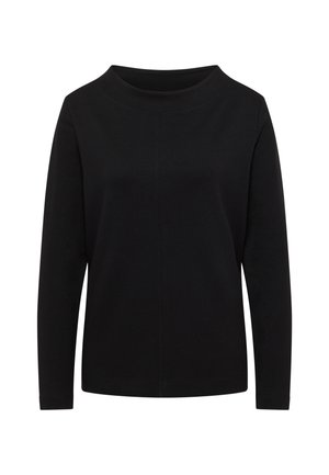 Černý top s dlouhými rukávy a kulatým výstřihem. Vyrobený z hladké látky, s minimem švů a volným střihem. Jednoduchý a univerzální design.