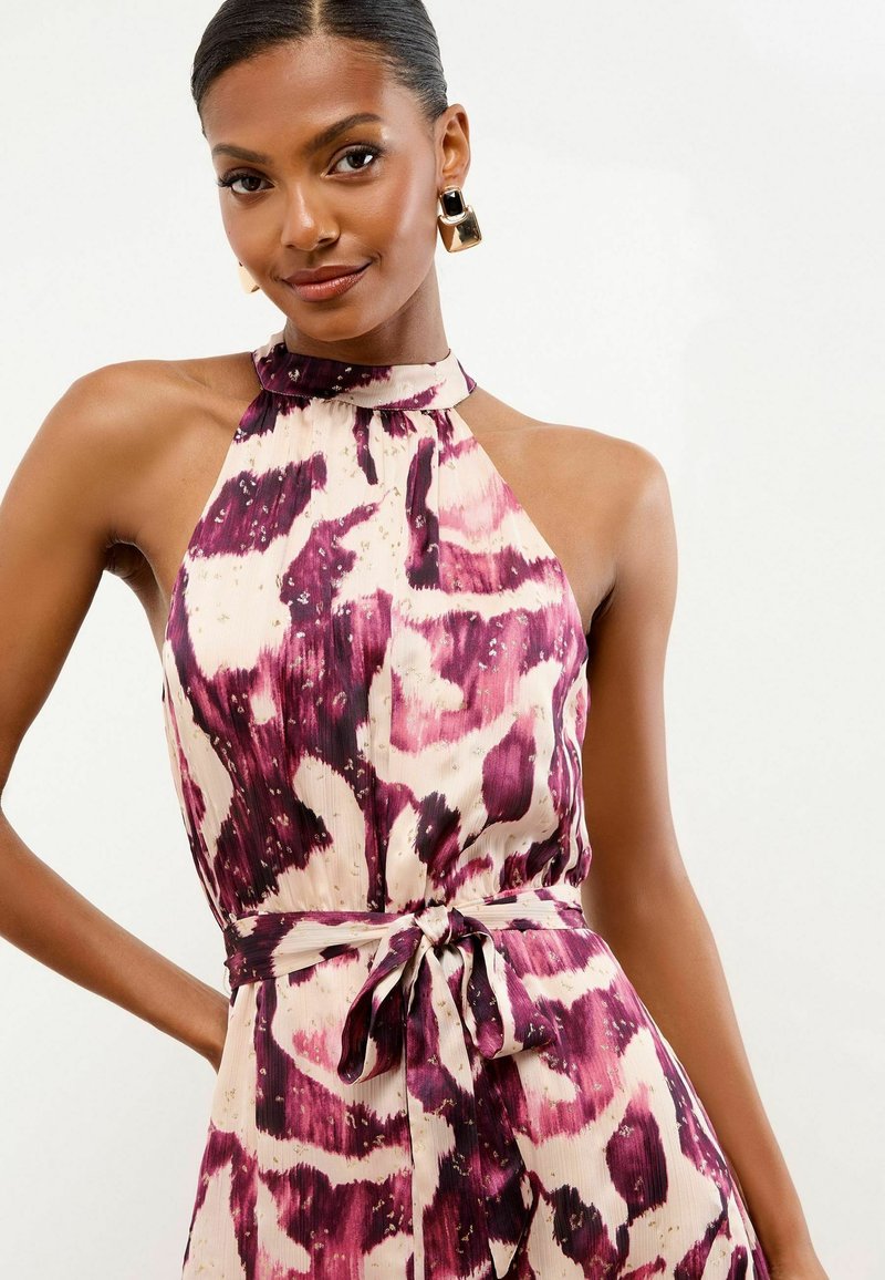 lipsy halter neck asymmetric bodycon dress REGULAR FIT - PRINTED SLEEVELESS MIDI . - Day - pink A drape of glossy This one is definitely Size:46 category_Dresses Lipsy black dress