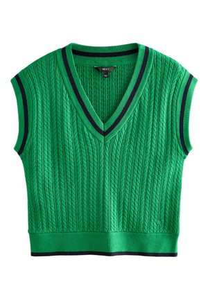 Next, REGULAR FIT - CABLE V-NECK VEST . - Weste - green