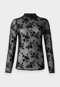 Long-Sleeve Mockneck Mesh Top - Top s dlouhým rukávem - black