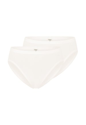 White cotton panties, high-waisted design, smooth texture, featuring a subtle brand logo on the waistband. Includes two pairs.
