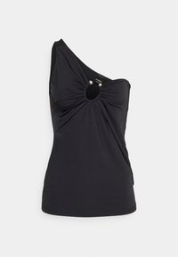 Pinko TORTUOSO TOP TECNO JERSEY LUCIDO CON ANELLA LOVE - Top - nero limousine