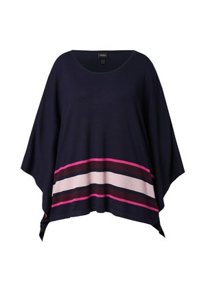 Ulla Popken STREIFEN, RUNDHALS  - Poncho - marine