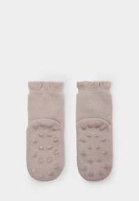 Lys pink, ankelstrømper i midten af læggen med en blød tekstur. Teksturerede grip-dots på sålerne for bedre greb; elastiske toppe for en sikker pasform.