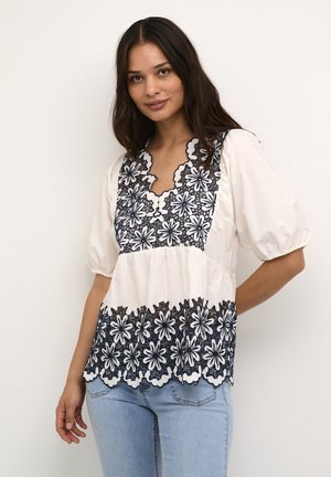 CUVALDA - Blus - white w blue