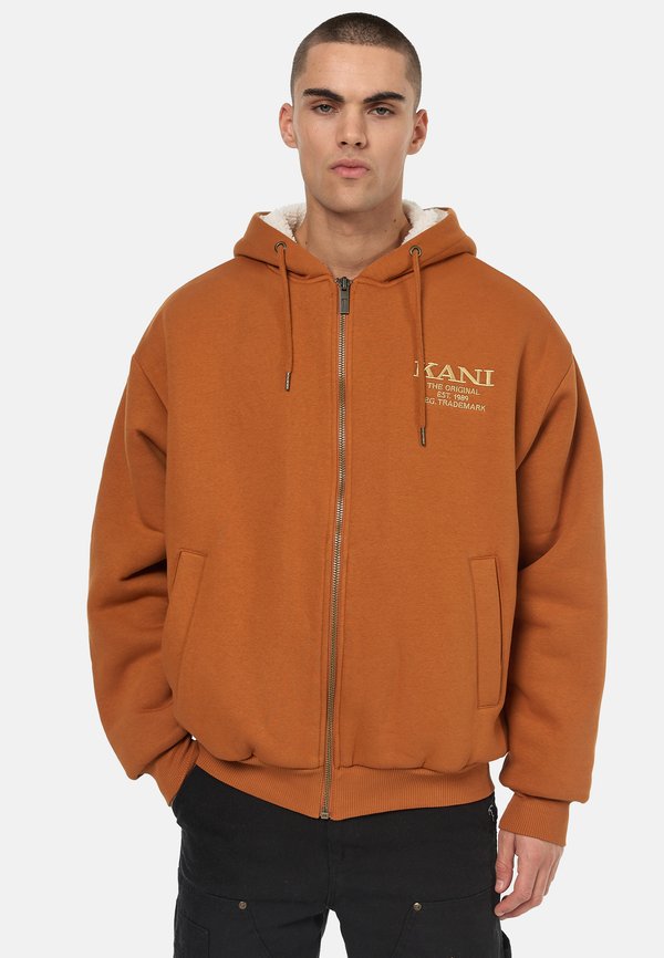 CHEST RETRO FULL ZIP HOODIE - Zip-up sweatshirt - cognac2