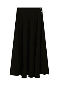 LONG FLARED WITH BUTTON DETAILS - Maxi skirt - black