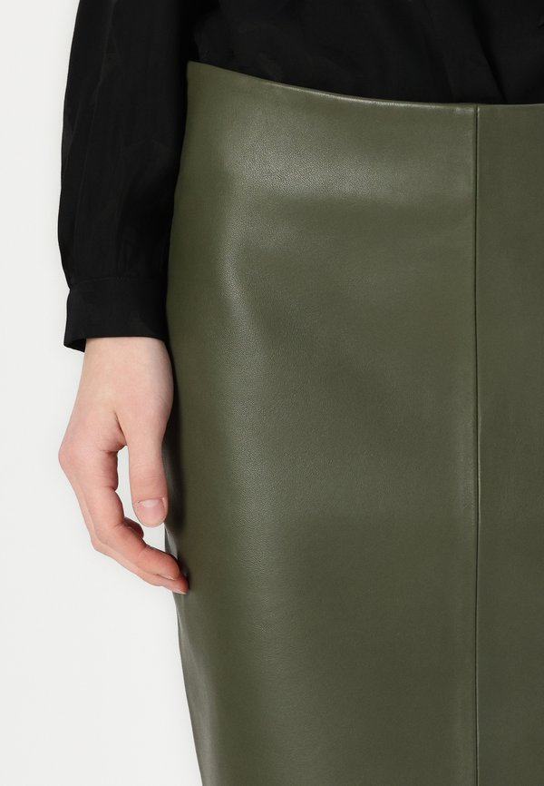 DANIN - Leather skirt - olive night2