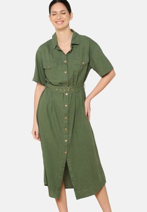 WITH BELT - Shirt dress - khaki med