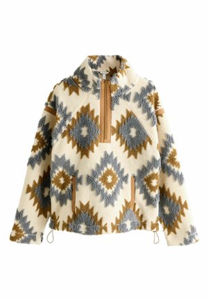 REGULAR FIT -  PREMIUM AZTEC PRINT BORG ZIP  - Striktrøje - neutral grey