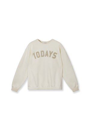 Sudadera de manga larga color crema con puños acanalados y la palabra "10DAYS" impresa en letras mayúsculas grandes en el pecho.