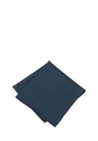 Dark blue textile napkin with a textured surface, folded in a triangular shape. Clean edges and no visible patterns or decorations.