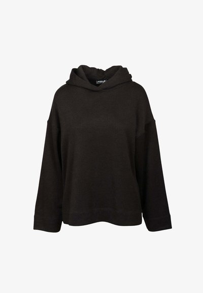 Felpa nera con vestibilità ampia, maniche oversize e scollo ampio. Realizzata in materiale morbido, presenta un design minimalista senza motivi.