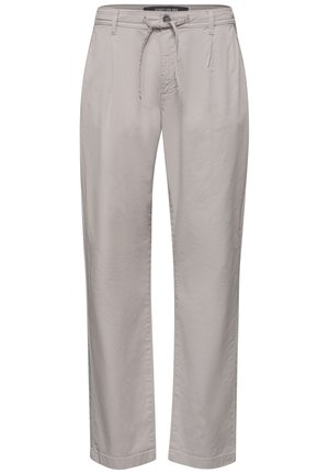 Pantalon décontracté pour homme gris clair avec taille à cordon, poches avant et coupe droite et ample.