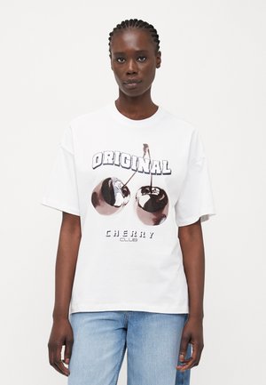 ONLCARRIE LIFE CHERRY - Print T-shirt - bright white