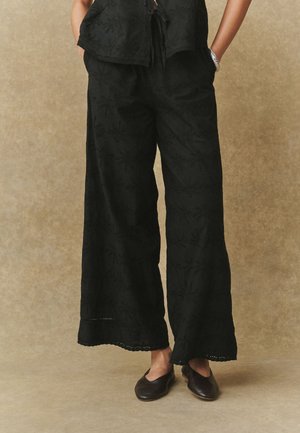 Next, EMBROIDERED WIDE LEG - Bukser - black palm tree
