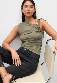 Next SOFT TOUCH RUCHED SLEEVELESS - Tops - olive green