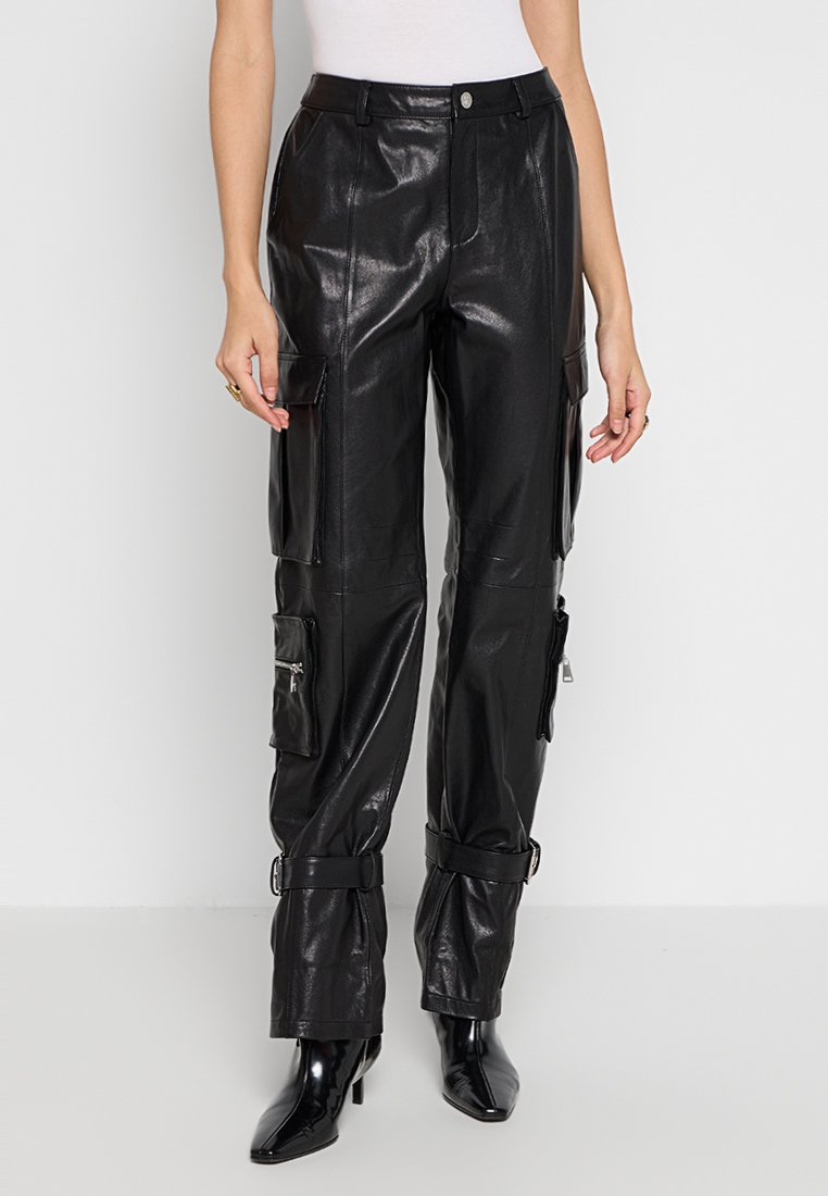 DKNY Leren broek zwart