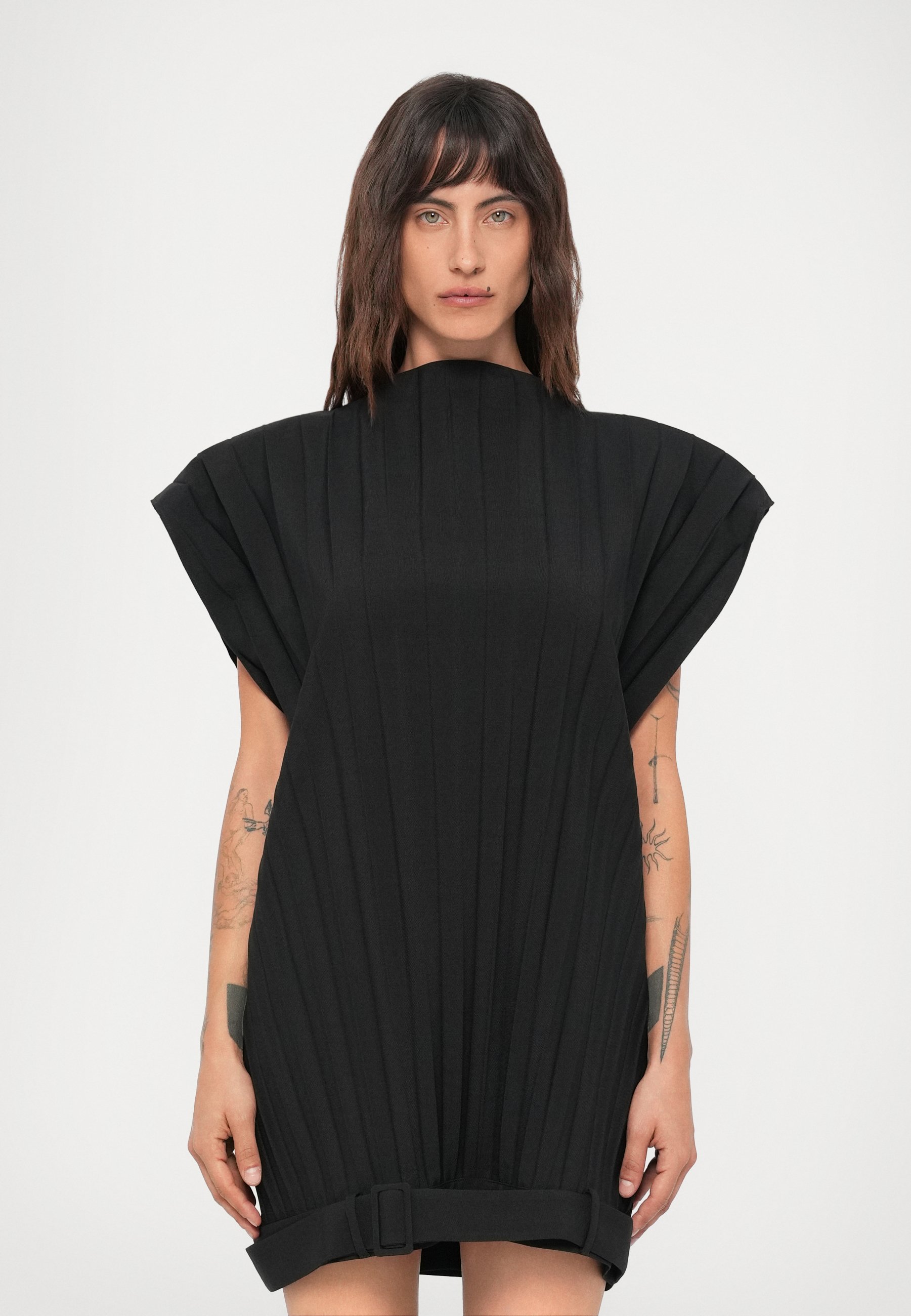 ワンピース MM6 Open-shoulder Black Sweatshirt Dress MM6 Maison Margiela DRESS - Jumper dress - off black/black