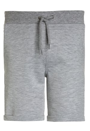 Lysegrå bomuldsshorts med snøre i taljen og opkørte kanter, med diskrete sømdetaljer foran.