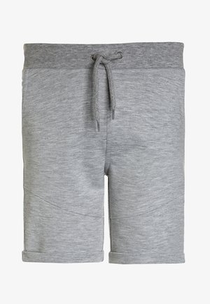 Jasnoszare bawełniane szorty z sznurkiem w pasie i podwiniętymi nogawkami, z subtelnymi detalami szwów z przodu.