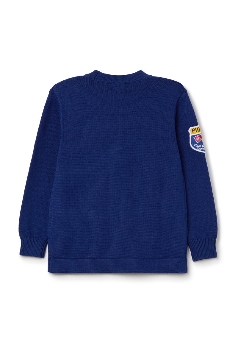 PIOMBO WITH V NECK AND LOGO PATCH Strickjacke royal blue/blau