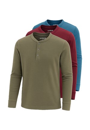 SET  OF 3 PACK - Langarmshirt - burgundy olive blue