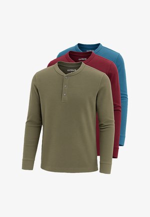SET  OF 3 PACK - T-shirt à manches longues - burgundy olive blue