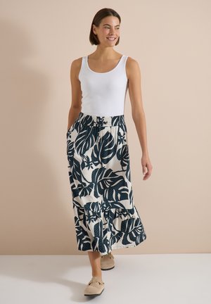 Cecil, MAXI SKIRT WITH SUMMERLY LEAF PATTERN - Gonna a campana - palm breeze green