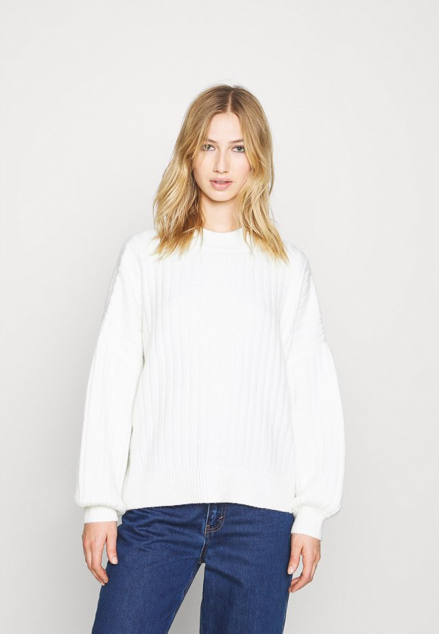 OVERSIZED WIDE RIB JUMPER - Jersey de punto - off-white