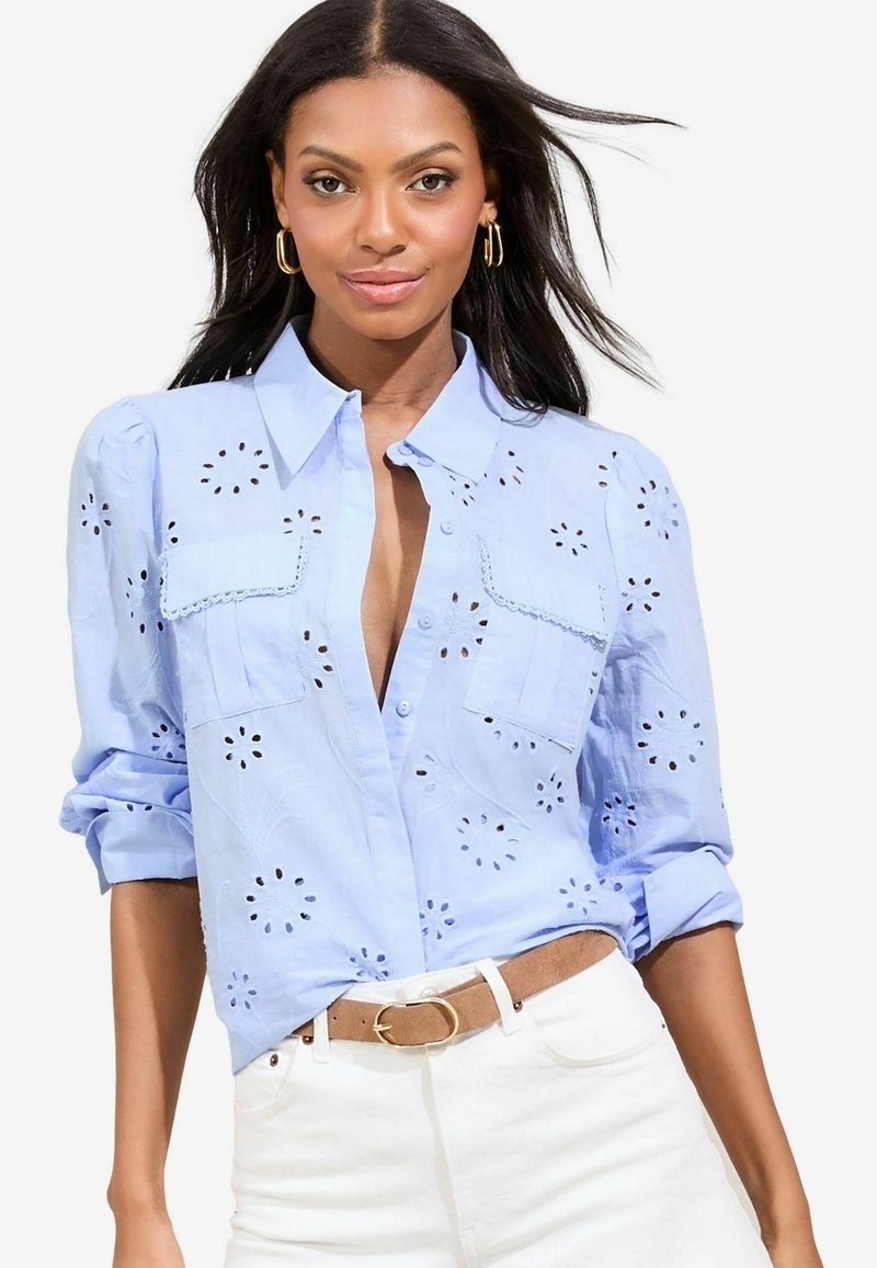 Lipsy - REGULAR FIT - BRODERIE UTILITY  - Button-down blouse - blue, Enlarge