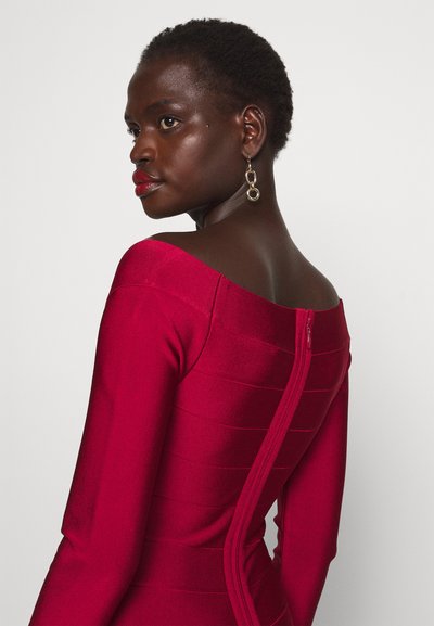 Hervé Léger ICON SCOOP NECK MIDI DRESS - Egyenes szabású ruha - wine