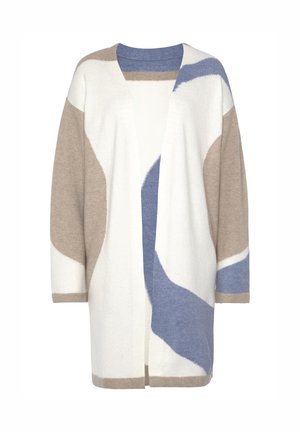 LONG - Strickjacke - creme-beige-blau