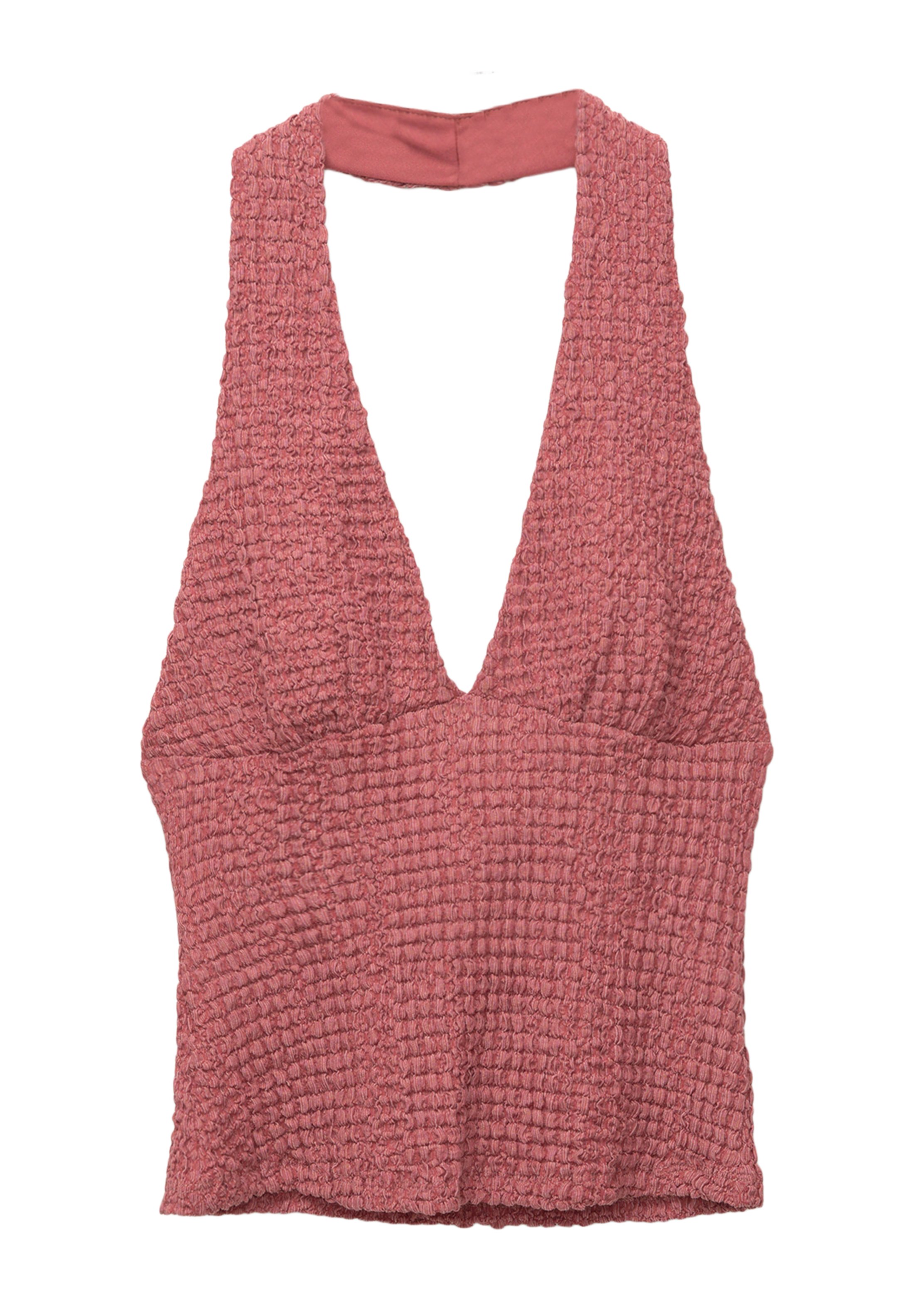 Creased-effect halter top