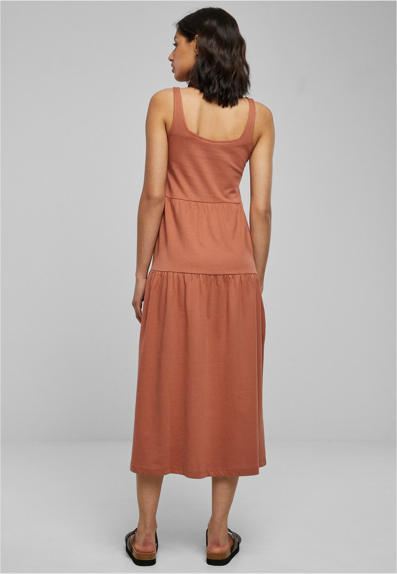 Urban Classics URBAN CLASSICS DAMEN LADIES 7/8 LENGTH VALANCE SUMMER DRESS - Vestito di maglina - terracotta/marrone