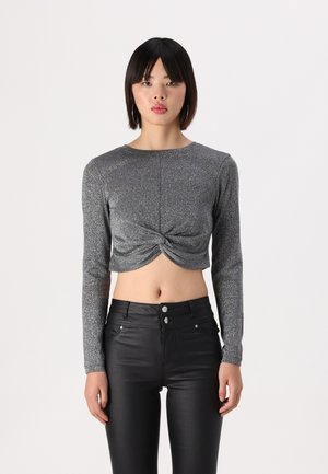 ONLKETTY SHINE TWIST - Top s dlhým rukávom - dark grey melange