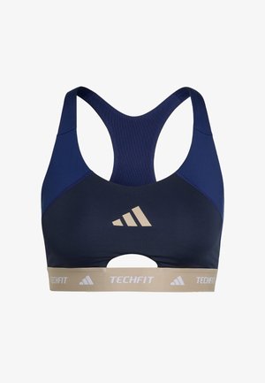 adidas Performance, TECHFIT WORKOUT COLOR BLOCK MEDIUM SUPPORT BRA - Sport-bh met medium support - dark blue/legend ink