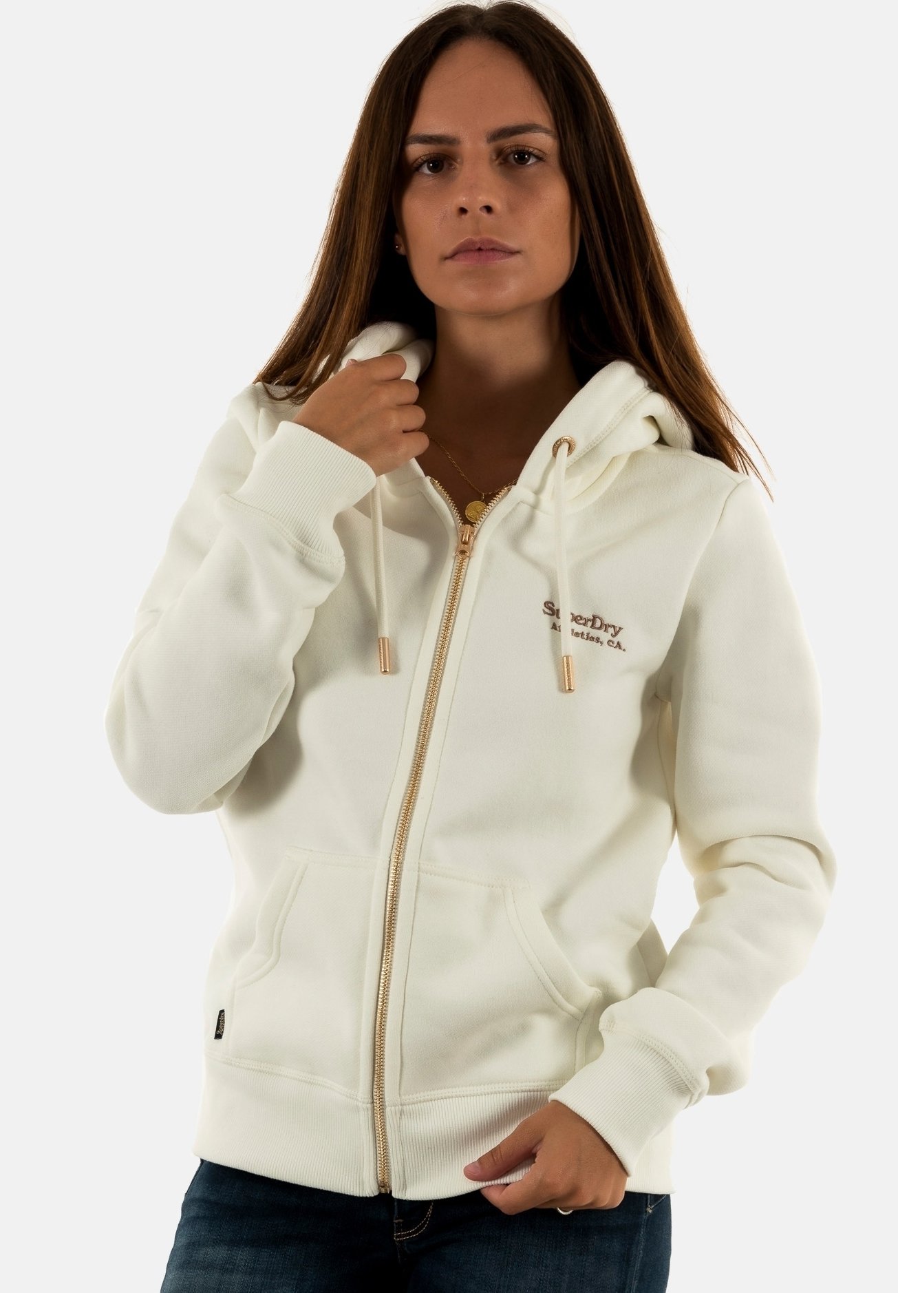 Superdry Zip-up sweatshirt - blanc/white - Zalando.de