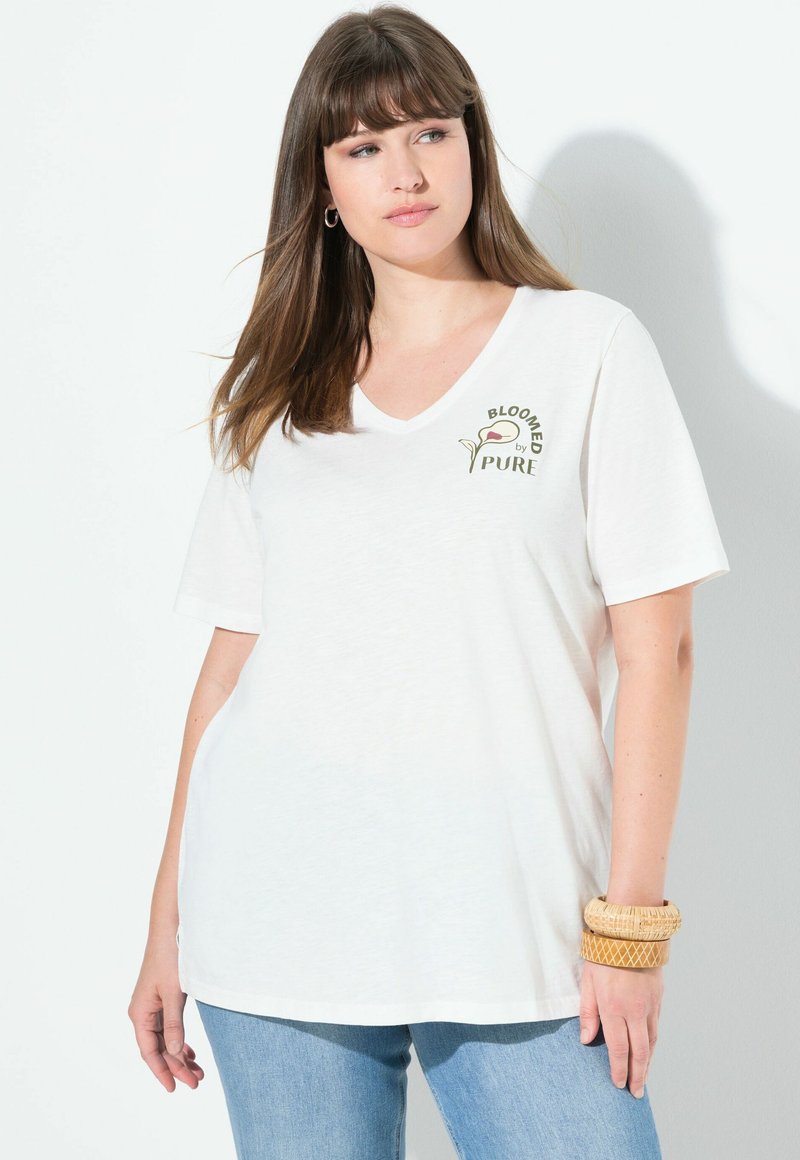 Ulla Popken T-Shirt Donna Con Stampa Pure - Cotone Bio, Vestibilità Oversize, Spalle Incrociate - 2