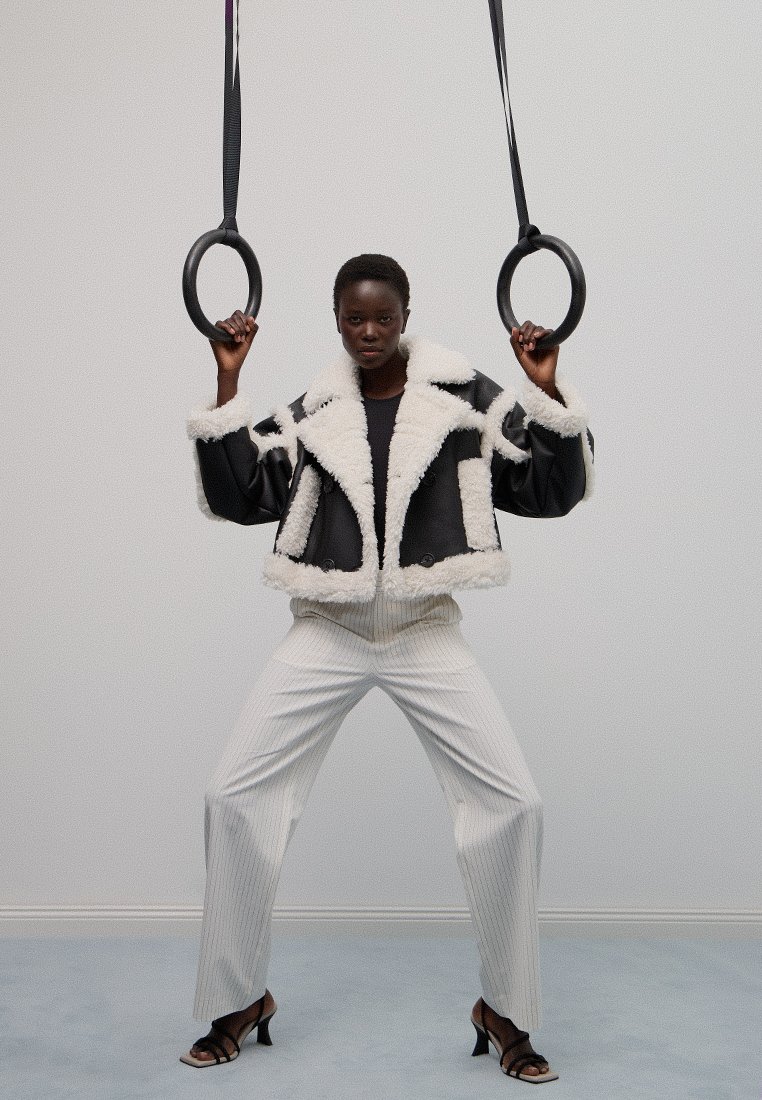 STAND STUDIO Imitatieleren jas zwart