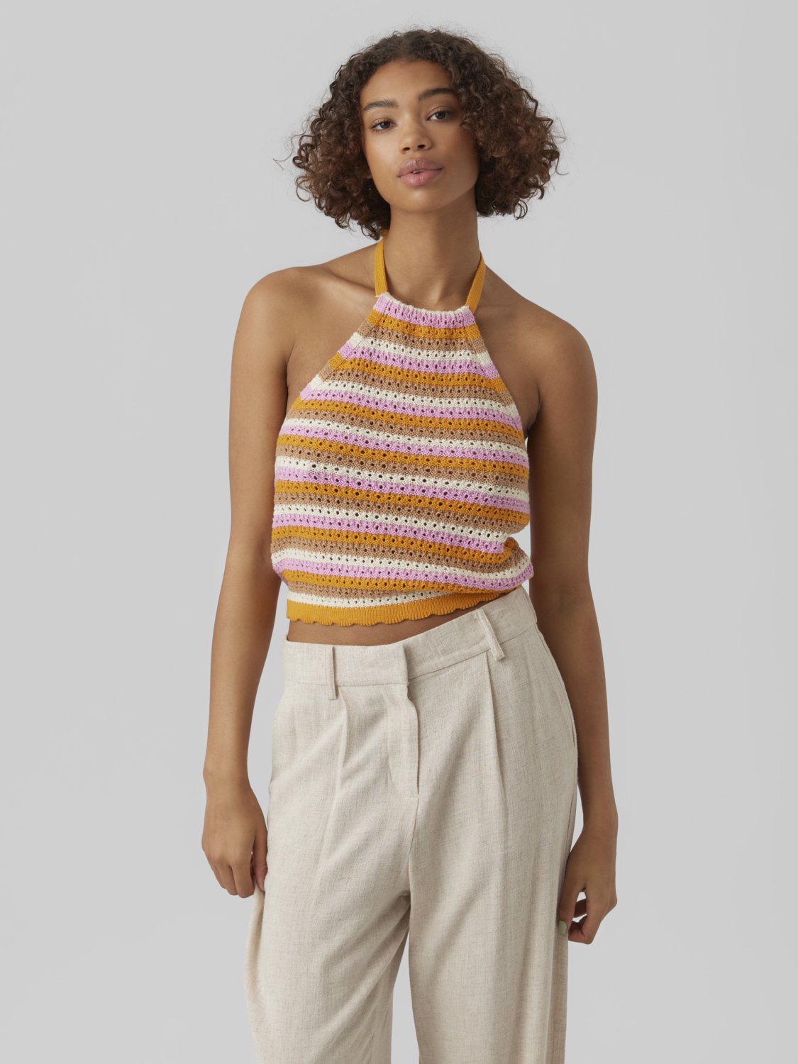 Vero Moda - VMSHAJI SL HALTERNECK  - Topper - radiant yellow/bonbon+irish cream+birch