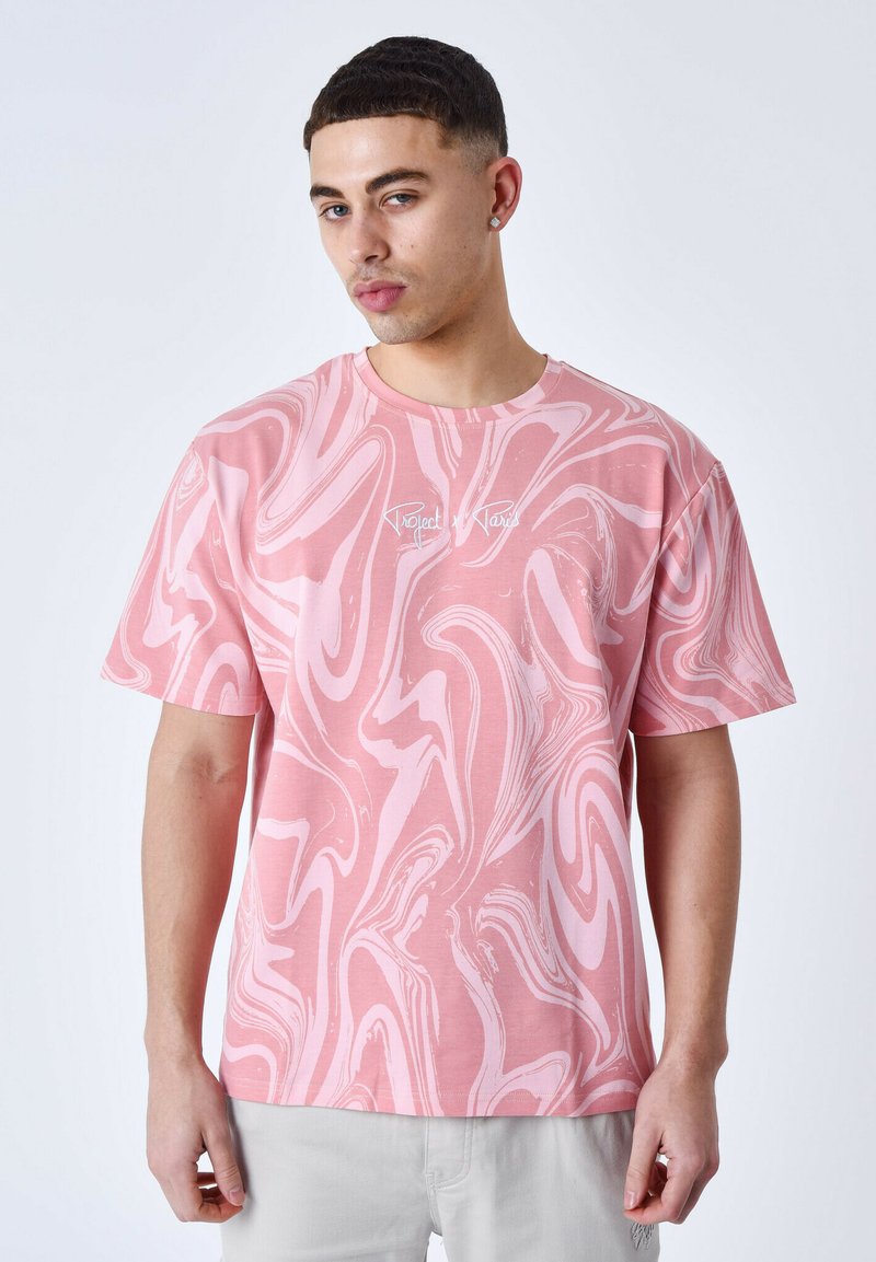 Project X Paris MOTIF LIQUID MARBLE Tshirt print rose/donkerroze