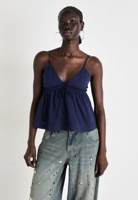 Gina Tricot - FRILL SINGLET - Top - peacoat Thumbnail Image 1