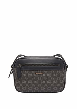 Sac bandoulière Chabrand noir et gris avec motif circulaire, poche avant zippée et bandoulière réglable.