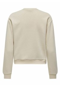 Felpa beige con colletto rotondo, maniche raglan e polsini e orlo a costine. Realizzata in morbido tessuto misto cotone con una texture liscia.